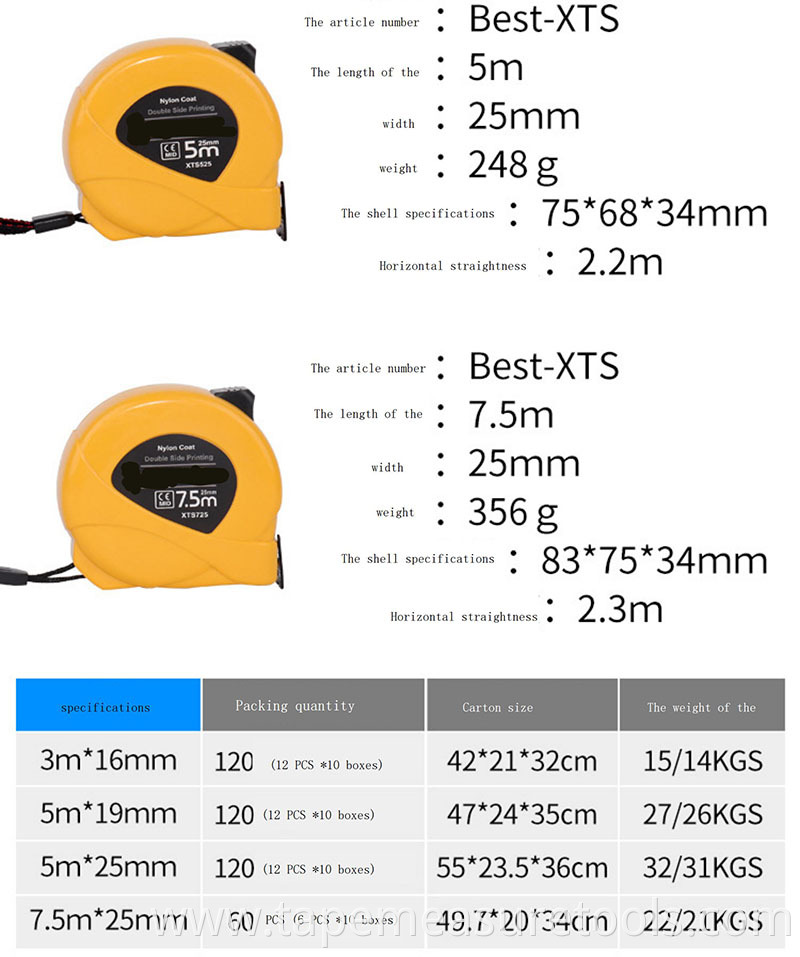 thicker blade retractable nylon coating blade retractable tape measure with logo custom